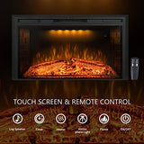 Benrocks 36'' Electric Fireplace Inserts, Recessed & Built in Wall Electric Fireplace Heater with Fire Crackling Sound, Adjustable Top Light & Flame Speed, Overheating Protection, 750/1500W Black
