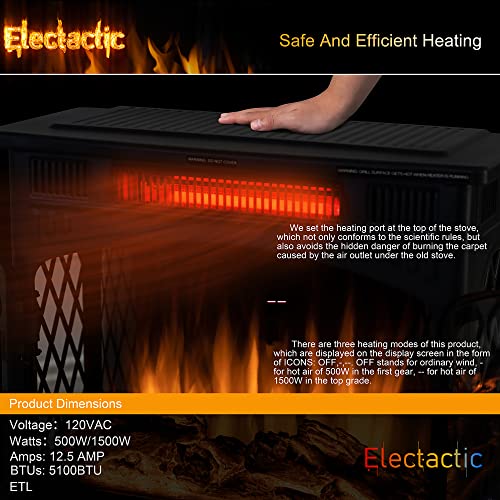 Electactic 24Inch Electric Fireplace Stove , Free-Standing Infrared Fi –