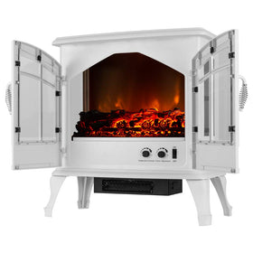 e-Flame USA Jasper Portable Electric Fireplace Stove (Winter White) - 23-inch Tall Freestanding