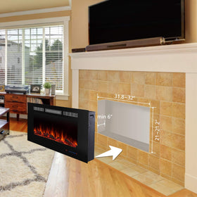 Valuxhome Armanni 36" 750W/1500W in-Wall Recessed Electric Fireplace Heater