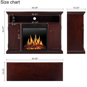 JAMFLY Wood Electric Fireplace Mantel TV Stand Package up to 55” TV, Media Fireplace Console with Remote Control