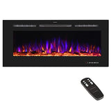 Benrocks 36'' Electric Fireplace in-Wall Recessed, Electric Stove Heater and Linear Fireplace with Remote Control, Adjustable Flame Color, Temperature, Timer 750/1500W Black