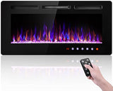 SUNNY FLAME 36 Inch Electric Fireplace Insert and Wall Mounted, Fireplace Heater, Log Set & Crystal Options, Remote Control with Timer, Adjustable Flame Color 750/1500W Heat