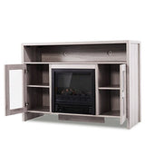 JAXPETY 42.5" Large Electric Fireplace TV Stand, Fireplace Space Heater TV Console, 1250W Heat (Gray)
