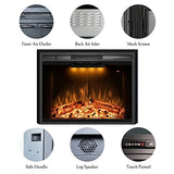 Benrocks 30” Electric Fireplace Inserts with Glass Door and Mesh Screen, Multicolor Flames & Fire Crackling Sounds, Timer, Overheating Protection Fireplace Heater, 750/1500W