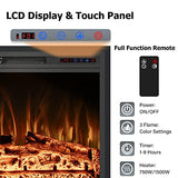 Rodalflame Electric Fireplace Inserts with Touch Screen & Remote Control, Timer, 750/1500w, Black, 35 3/5 Inches Wide, 27 1/2 Inches High