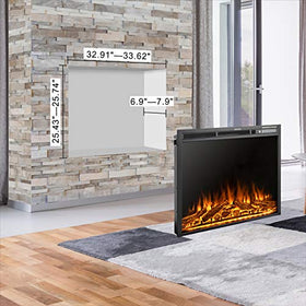 Xbeauty Electric Fireplace Inserts Electric Heater,34 Inch Electric Fireplace Heater with Remote Control & Timer &3 Colors, Overheating Protection,Touch Screen,750W/1500W