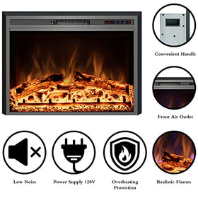 Kentsky Electric Fireplace, 30" Electric Fireplace Inserts, Recessed Fireplace Heater with Remote Control, Adjustable Flame Colors, Timer&Overheating Protection, 750/1500W