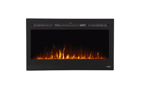 Touchstone 80014 Sideline Electric Fireplace - 36 Inch Wide - in Wall Recessed - 5 Flame Settings - Realistic 3 Color Flame - 1500/750 Watt Heater - Black