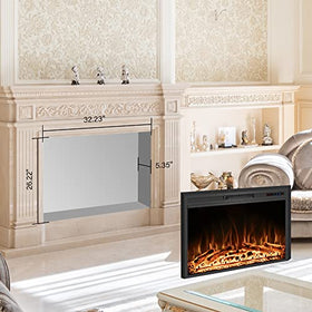 Rodalflame Electric Fireplace Inserts with Touch Screen & Remote Control, Timer, 750/1500w, Black, 35 3/5 Inches Wide, 27 1/2 Inches High