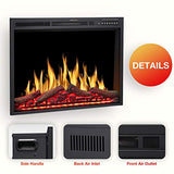 R.W.FLAME 34" Electric Fireplace Insert Adjuatble Flame Colors, Log Colors, Flame Speed and Brightness, Remote Control, 750W/1500W(34"x26")