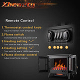 Xbeauty Electric Fireplace Stove, Freestanding Fireplace Heater with Realistic Flame, Indoor Electric Stove Heater, Portable, Infrared, Thermostat, Overheating Safety System, 1000W/1500W(23 Inch)