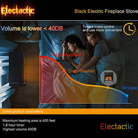Electactic 24Inch Electric Fireplace Stove , Free-Standing Infrared Fireplace Stove, Controllable 3D Flame, 4 Variable Flame&Log Colors, 1500w, 5100BTU, Black (S230B-BLACK), 23.5"L X 10.7"W X 24.3"H