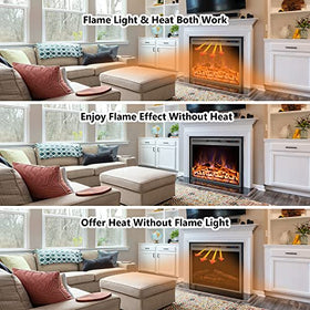 Kentsky Electric Fireplace, Electric Fireplace Inserts, Recessed Fireplace Heater with Remote Control, Adjustable Flame Colors, Timer&Overheating Protection, 750/1500W, 35" W X 21" H