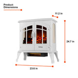 e-Flame USA Jasper Portable Electric Fireplace Stove (Winter White) - 23-inch Tall Freestanding