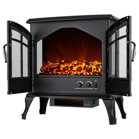 e-Flame USA Jasper Portable Electric Fireplace Stove Matte Black This 23-inch