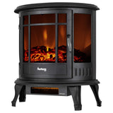 e-Flame USA Regal Portable Electric Fireplace Stove (Matte Black) - This 25-inch Tall Freestanding Fireplace Features Heater and Fan Settings with Realistic and Brightly Burning Fire and Logs