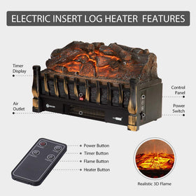 VIVOHOME 110V Electric Insert Log Quartz Fireplace