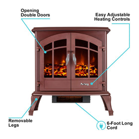 e-Flame USA Jasper Electric Fireplace Stove 23-inches Rustic Red