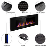JAMFLY 74" Electric Fireplace Flame Recessed Wall Mounted Heater