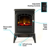e-Flame USA Aspen Electric Portable Fireplace Stove (Matte Black) 22-inches