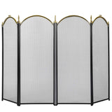 VIVOHOME 32 Inch Height Iron Fence 4 Panel Decorative Black Mesh Fireplace Screen